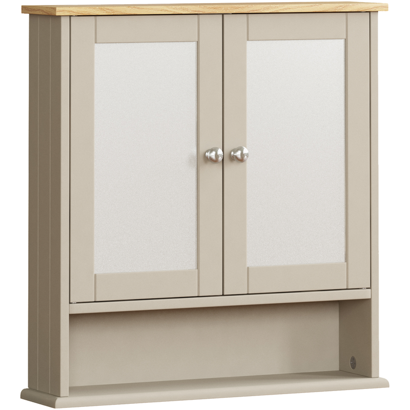 Bath Vida Priano 2 Door Mirrored Wall Cabinet With Shelf - Grey & Oak