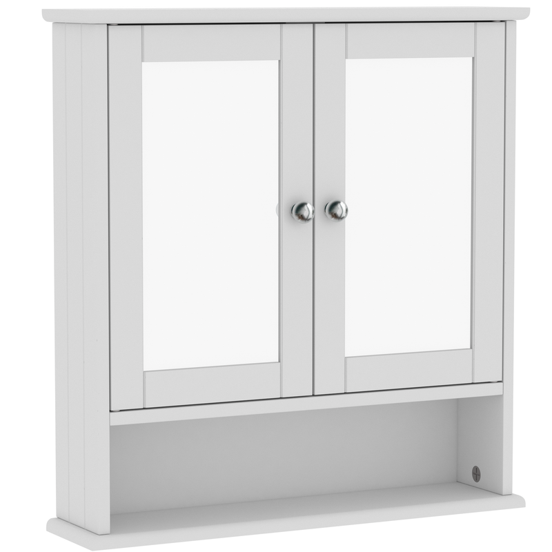 Bath Vida Priano 2 Door Mirrored Wall Cabinet With Shelf - White