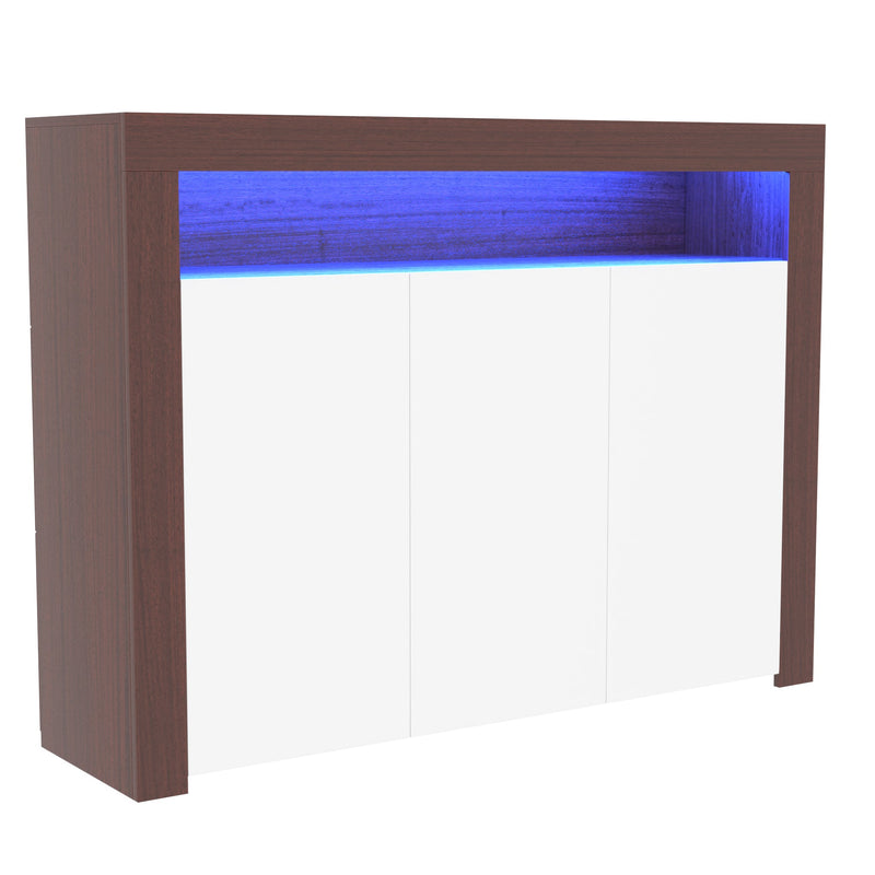 Vida Designs Nova 3 Door LED Sideboard - Walnut & White