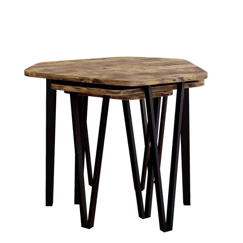 Vida Designs Brooklyn Nest of 3 Tables - Dark Wood
