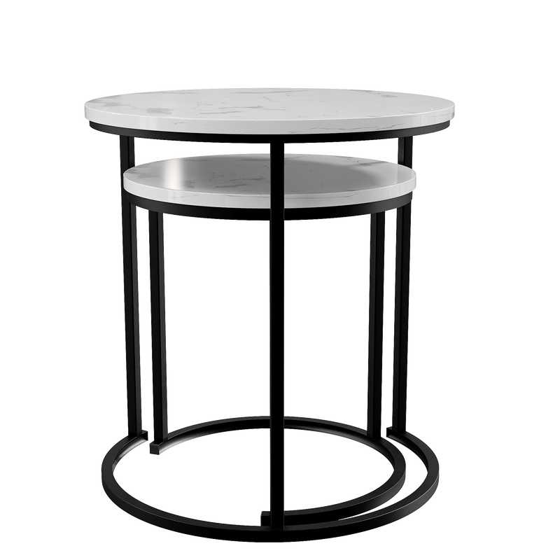 Vida Designs Brooklyn Nest of 2 Round Tables - Marble