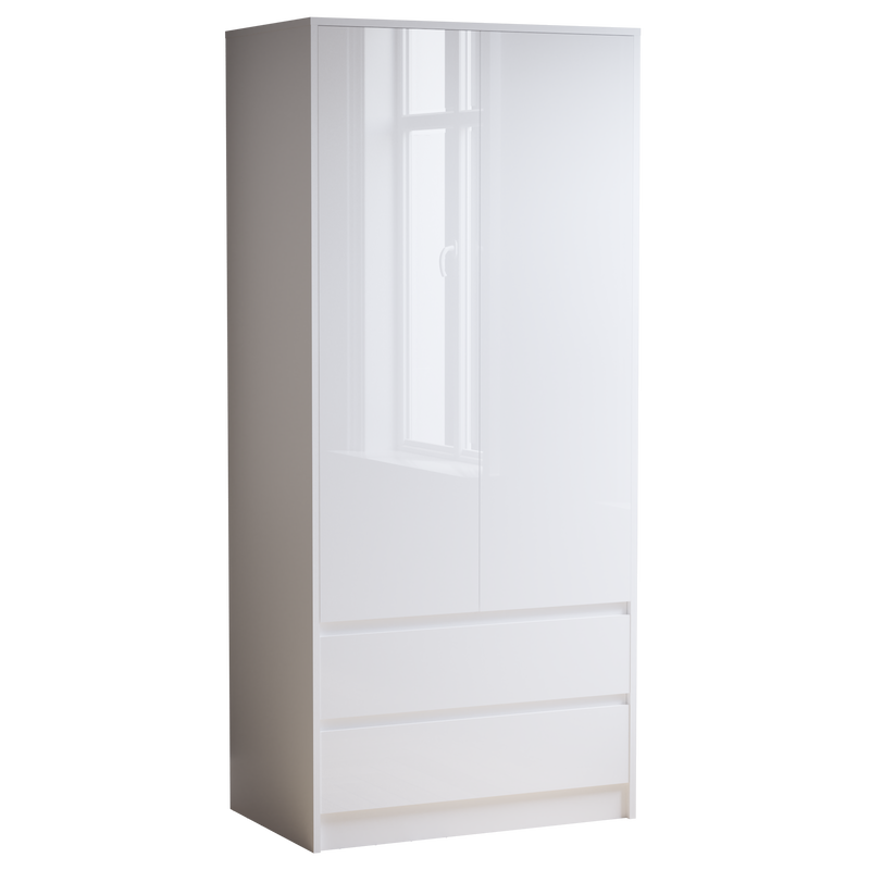 Vida Designs Glinton 2 Door Wardrobe With Drawers - White - FSC