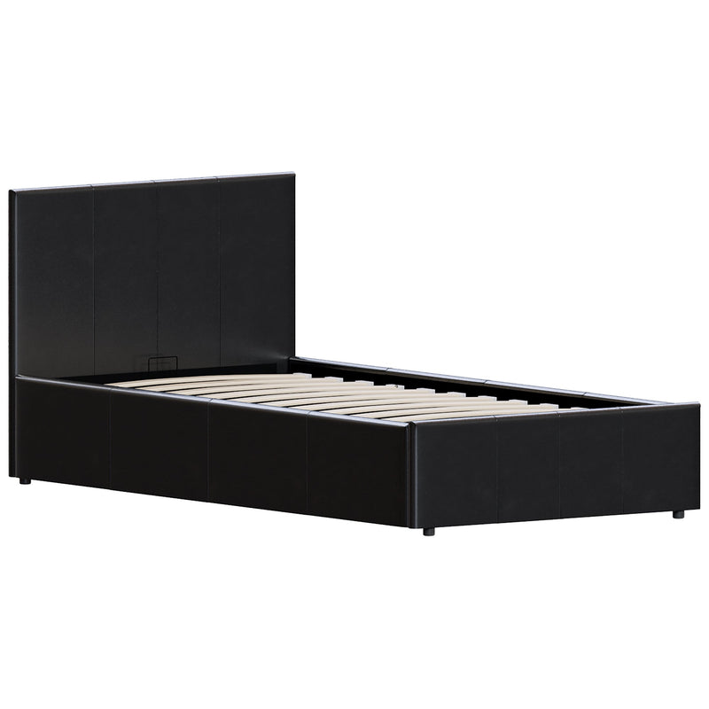 Vida Designs Lisbon 3ft Single Ottoman Faux Leather Bed - Black