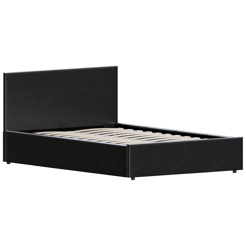 Vida Designs Lisbon 4ft Small Double Ottoman Faux Leather Bed - Black