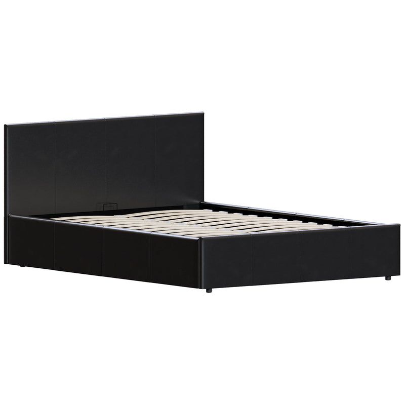 Vida Designs Lisbon 4ft6 Double Ottoman Faux Leather Bed - Black