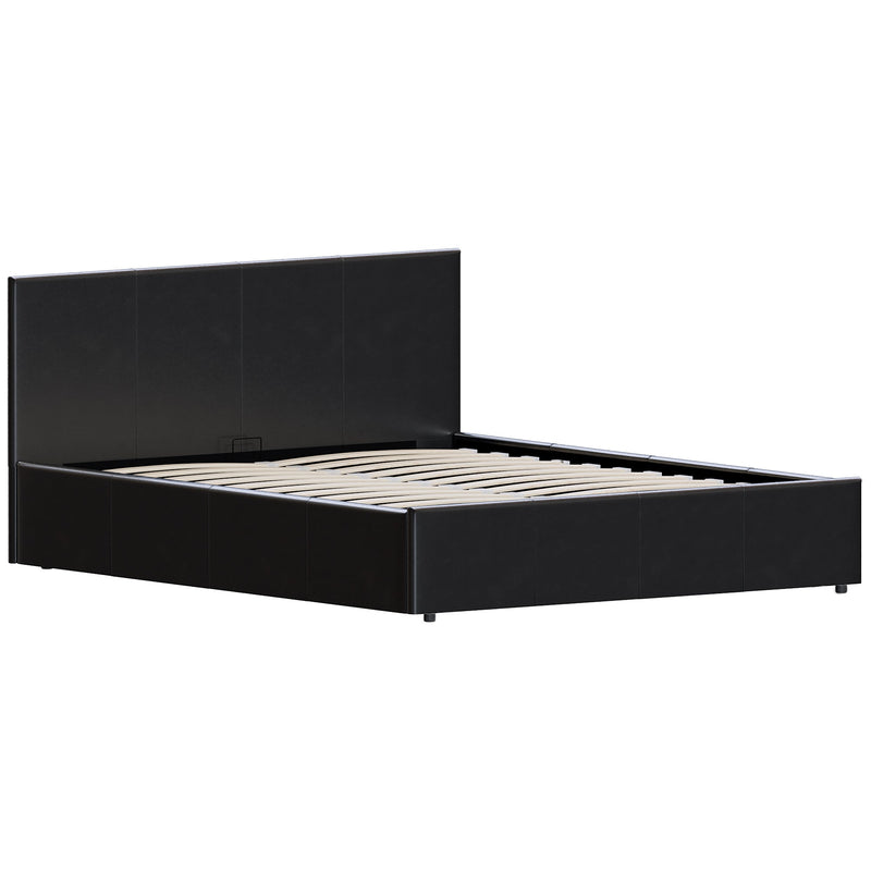 Vida Designs Lisbon 5ft King Size Ottoman Faux Leather Bed - Black