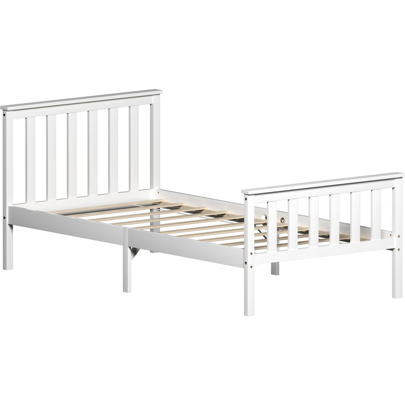 Vida Designs Milan 3ft Single Wooden Bed - High Foot - White