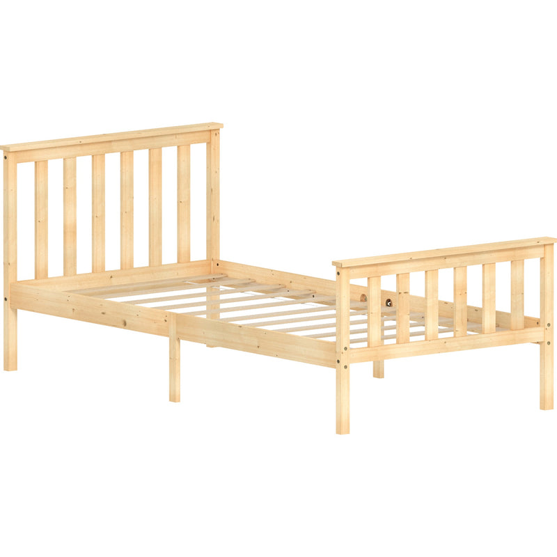 Vida Designs Milan 3ft Single Wooden Bed - High Foot - Pine