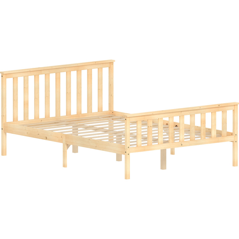 Vida Designs Milan 4ft6 Double Wooden Bed - High Foot - Pine