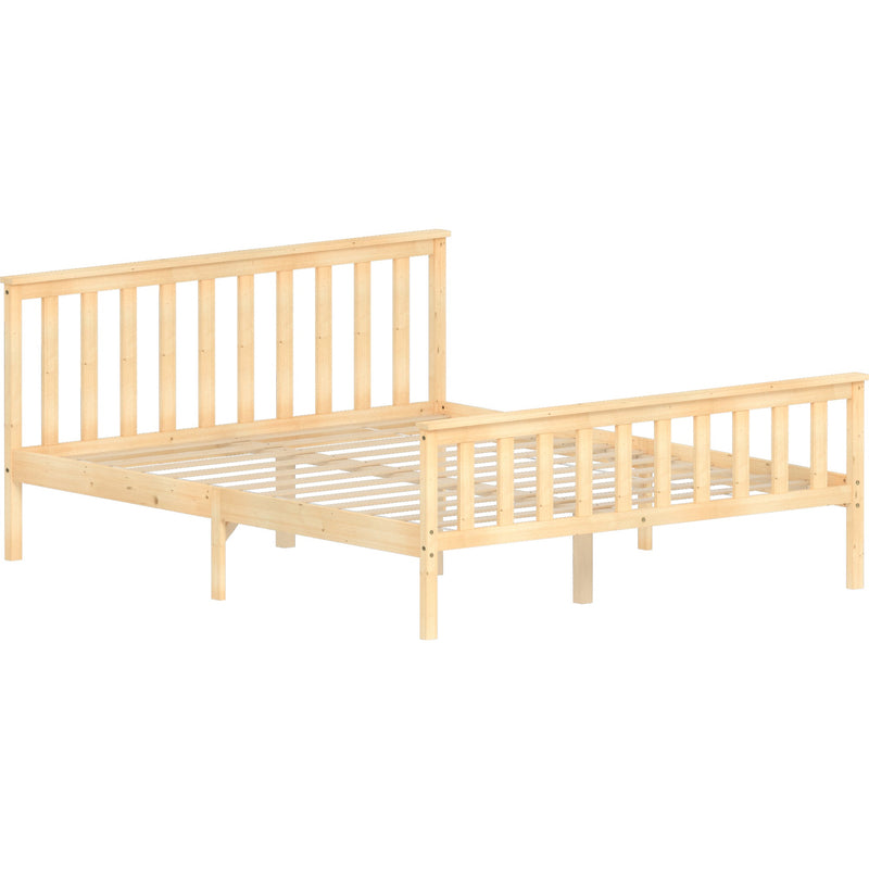 Vida Designs Milan 5ft King Size Wooden Bed - High Foot - Pine