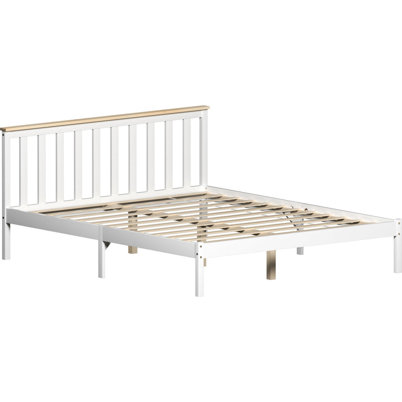 Vida Designs Milan 5ft King Size Wooden Bed - Low Foot - White & Pine