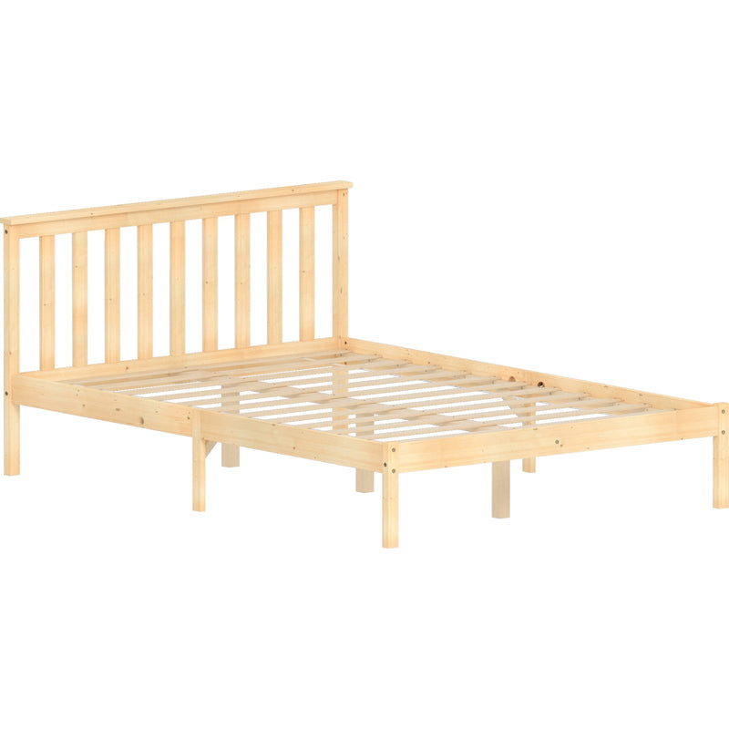 Vida Designs Milan 4ft6 Double Wooden Bed - Low Foot - Pine