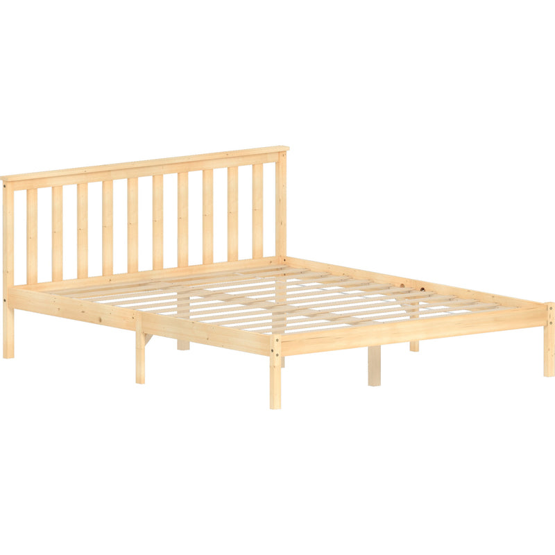 Vida Designs Milan 5ft King Size Wooden Bed - Low Foot - Pine