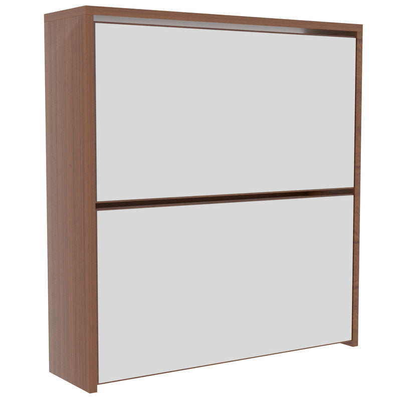 Vida Designs Welham 2 Drawer Mirrored Shoe Cabinet - Walnut