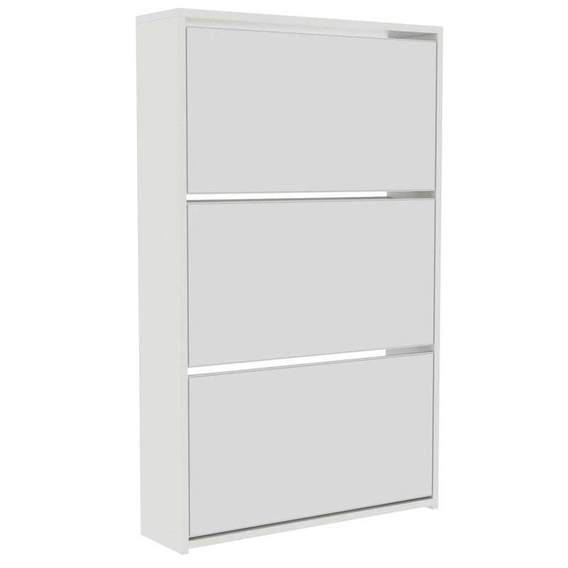 Vida Designs Welham 3 Drawer Mirrored Shoe Cabinet - White