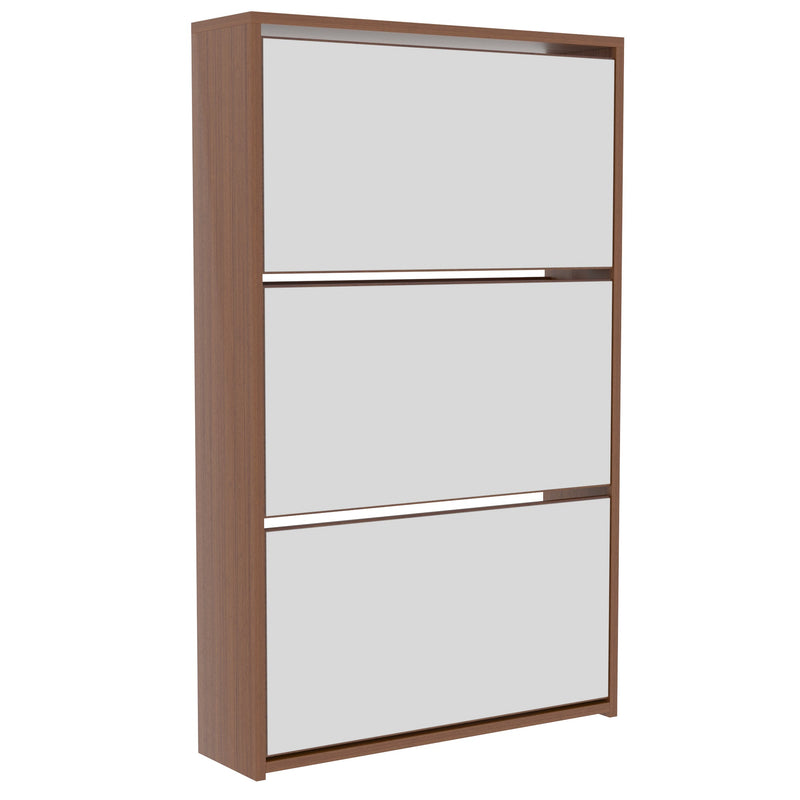 Vida Designs Welham 3 Drawer Mirrored Shoe Cabinet - Walnut