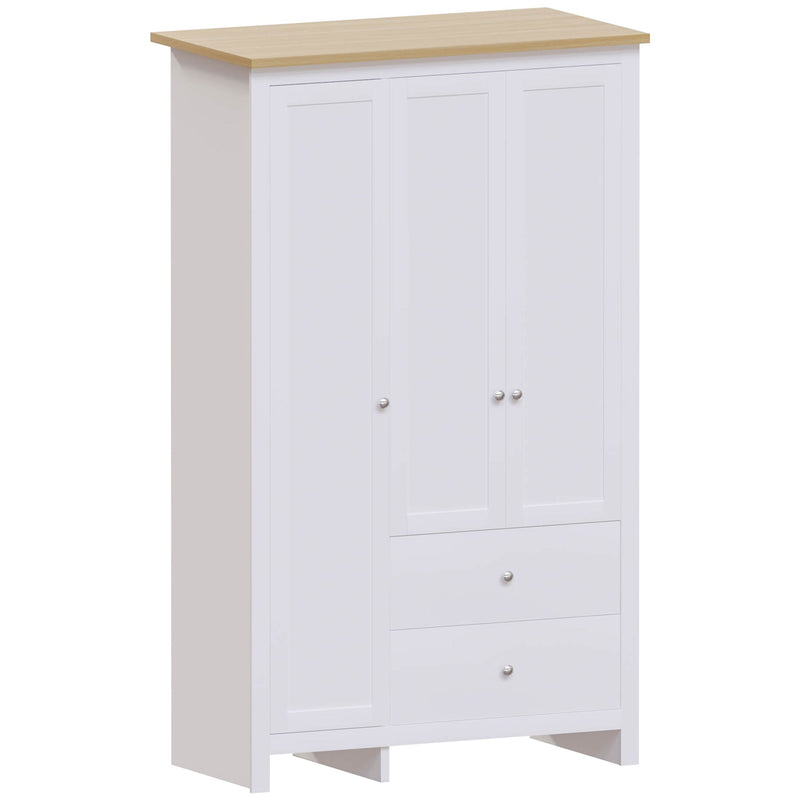 Vida Designs Arlington 3 Door 2 Drawer Wardrobe - White