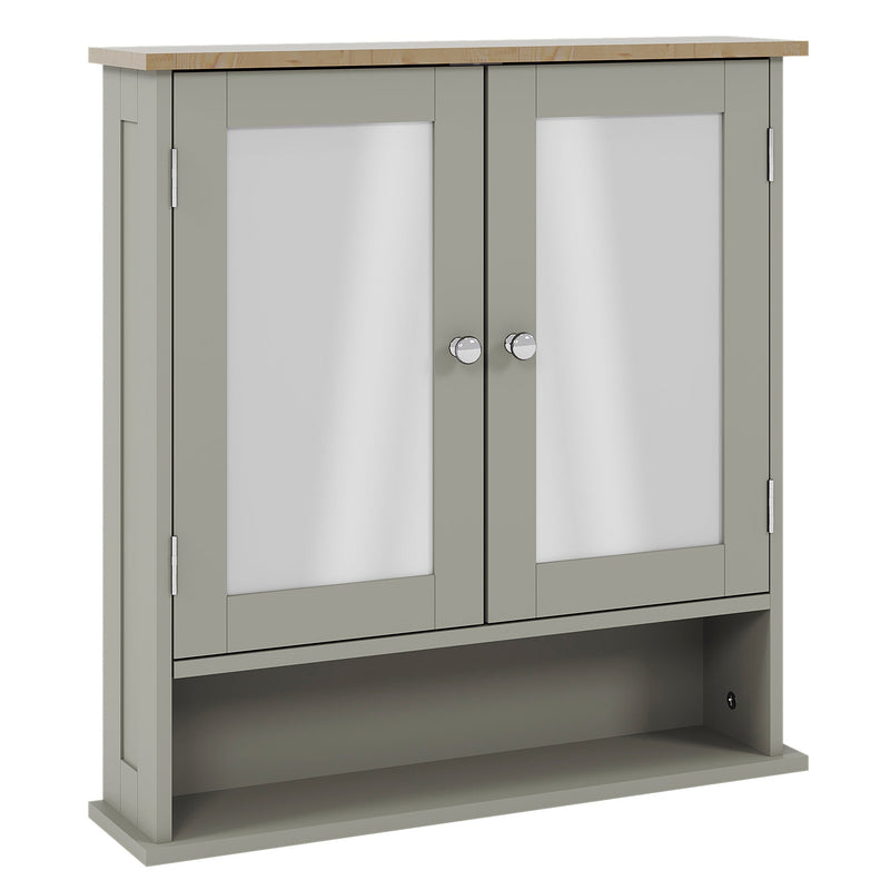 Bath Vida Priano 2 Door Mirrored Wall Cabinet With Shelf - Grey & Oak