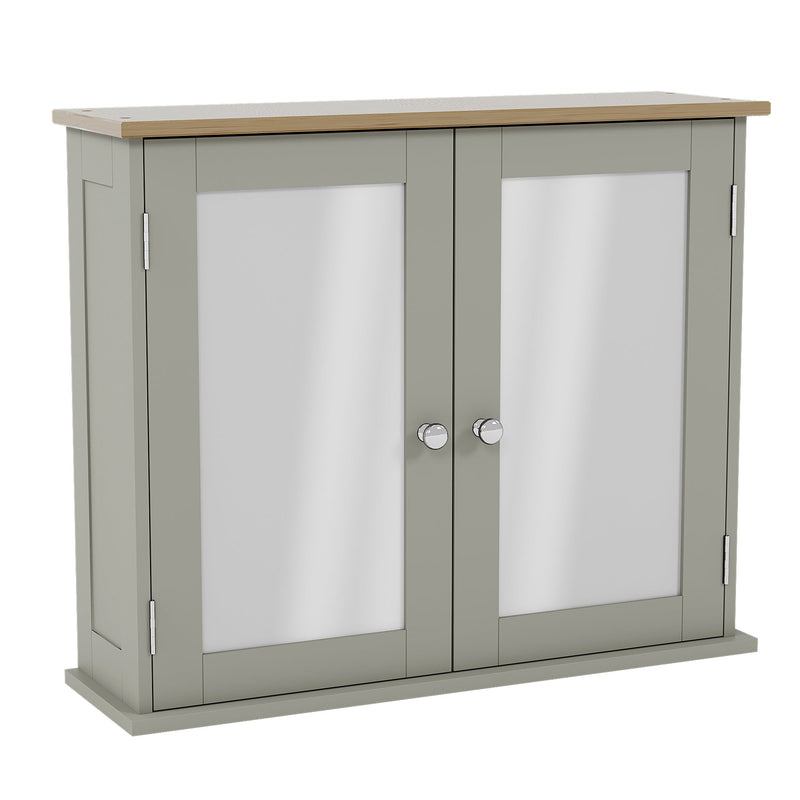 Bath Vida Priano 2 Door Mirrored Wall Cabinet - Grey & Oak