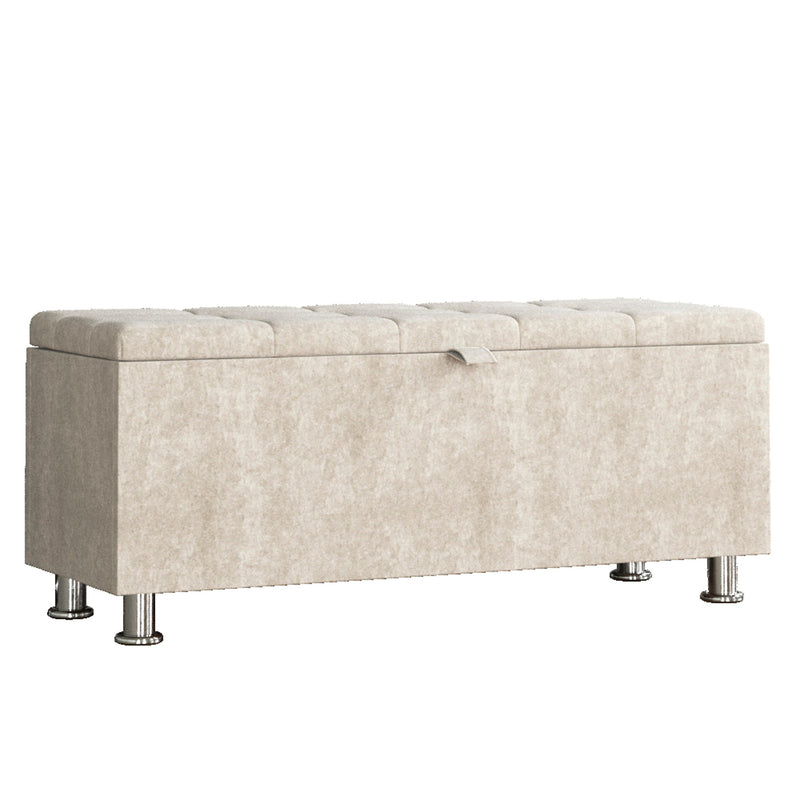 Vida Designs Valencia Storage Ottoman - Crushed Velvet Champagne