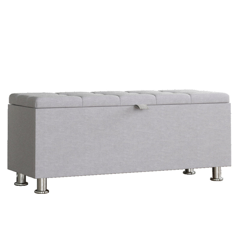 Vida Designs Valencia Storage Ottoman - Light Grey Linen