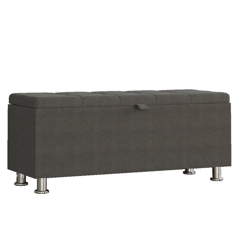 Vida Designs Valencia Storage Ottoman - Dark Grey Linen