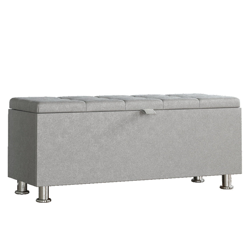 Vida Designs Valencia Storage Ottoman - Light Grey Velvet