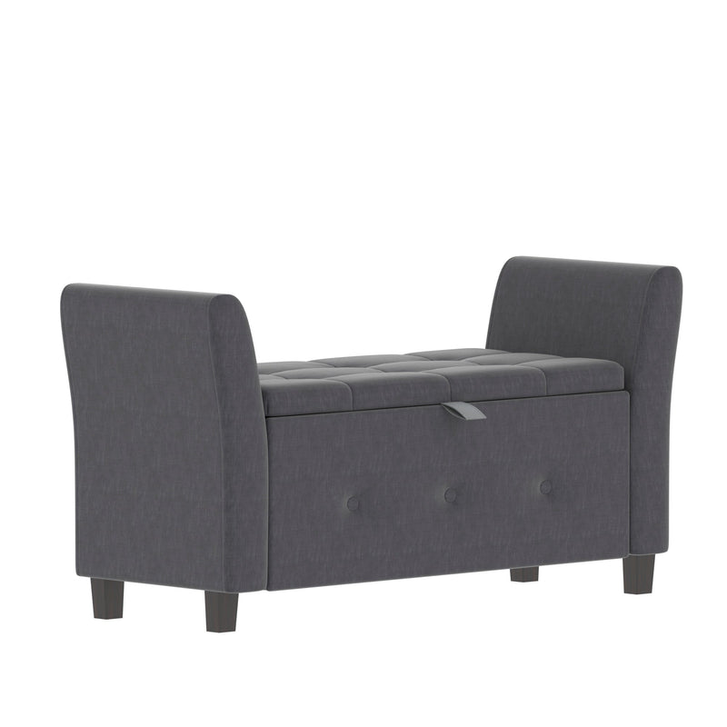 Vida Designs Seville Storage Ottoman - Dark Grey Linen