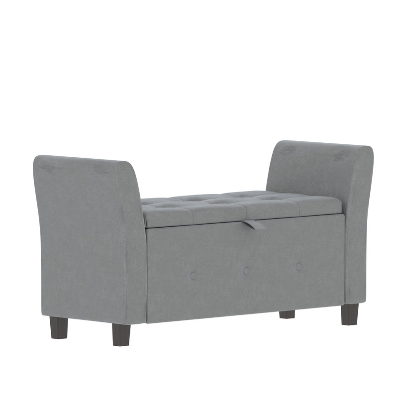 Vida Designs Seville Storage Ottoman - Light Grey Velvet