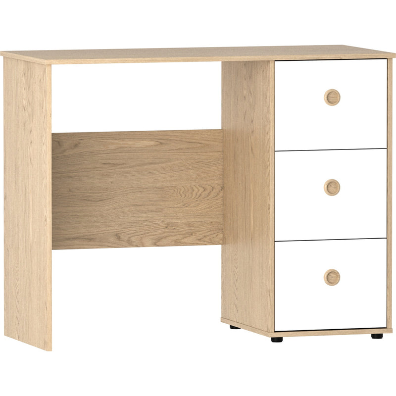 Junior Vida Neptune 3 Drawer Desk - White & Oak