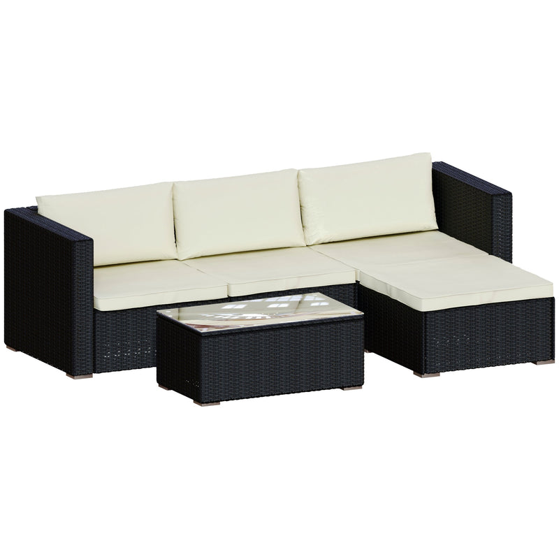 Garden Vida Hampton 4 Seater Corner Rattan Set - Black