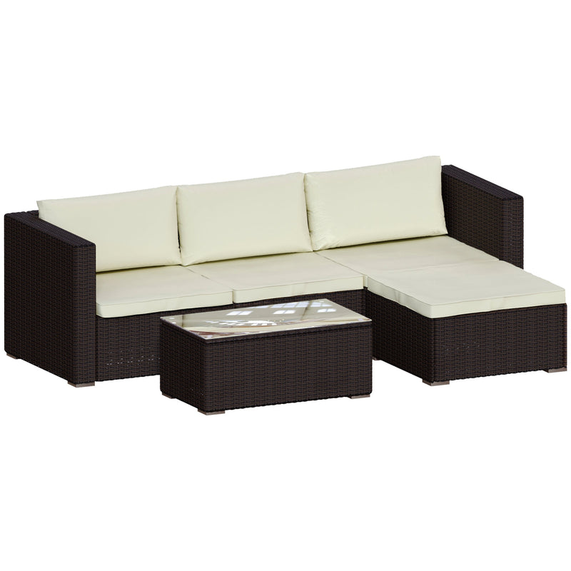 Garden Vida Hampton 4 Seater Corner Rattan Set - Brown