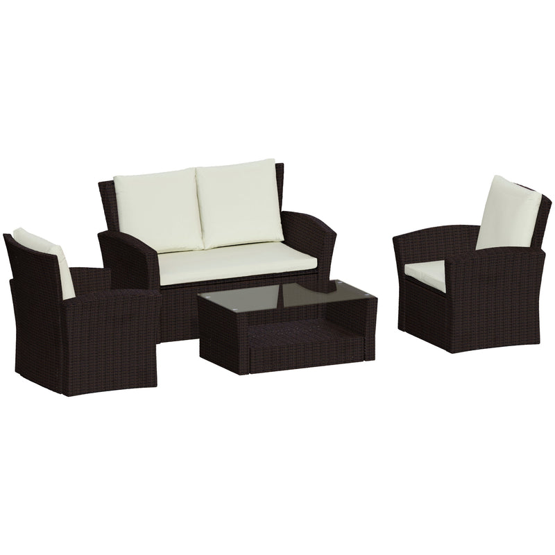 Garden Vida Mylor 4 Seater Rattan Set - Brown