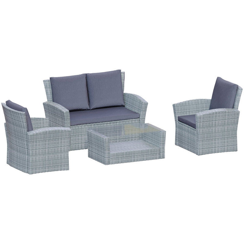 Garden Vida Mylor 4 Seater Rattan Set - Grey