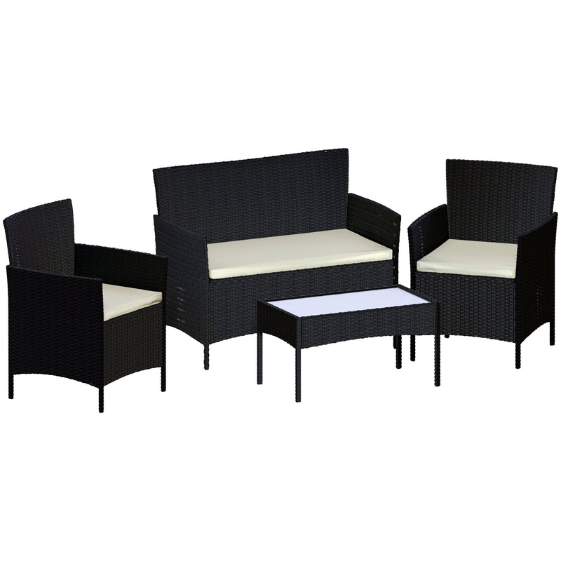 Garden Vida Kendal 4 Piece Rattan Set - Black