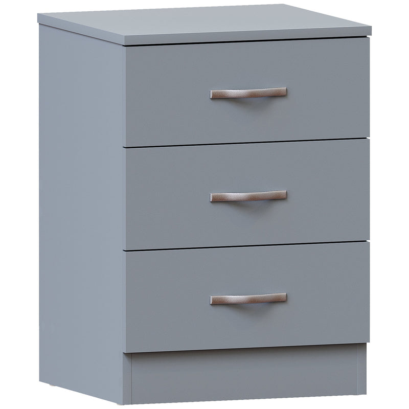 Vida Designs Riano 3 Drawer Bedside Chest - Grey