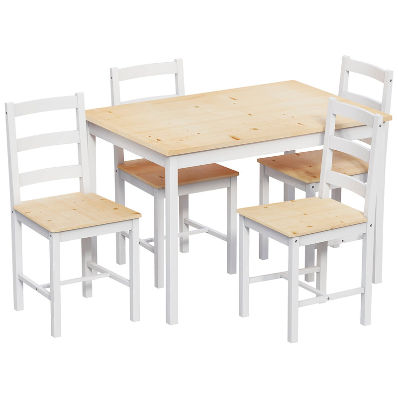 Vida Designs Yorkshire 4 Seater Dining Set - White & Pine