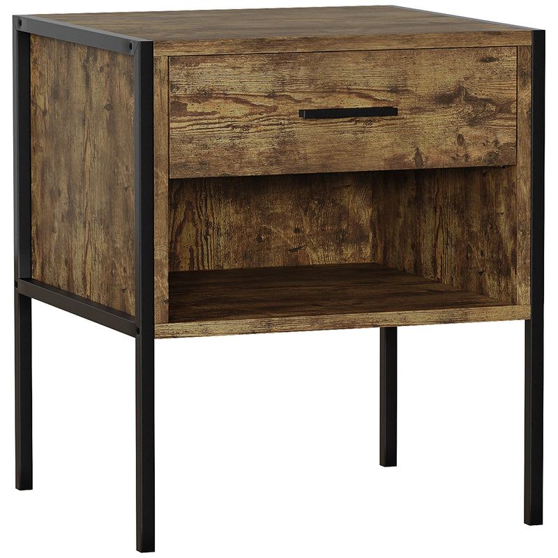 Vida Designs Brooklyn 1 Drawer Bedside Cabinet - Dark Wood