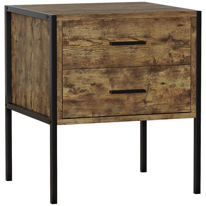 Vida Designs Brooklyn 2 Drawer Bedside Cabinet - Dark Wood