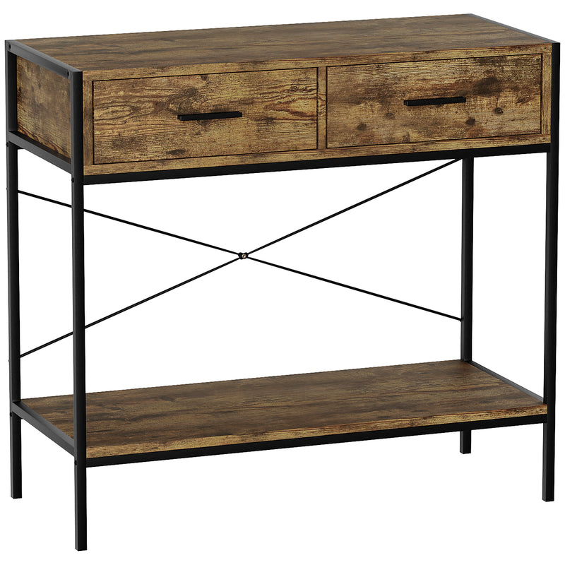 Vida Designs Brooklyn 2 Drawer Console Table - Dark Wood