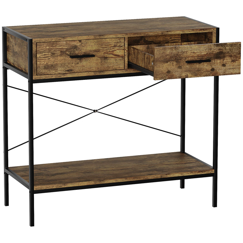 Vida Designs Brooklyn 2 Drawer Console Table - Dark Wood