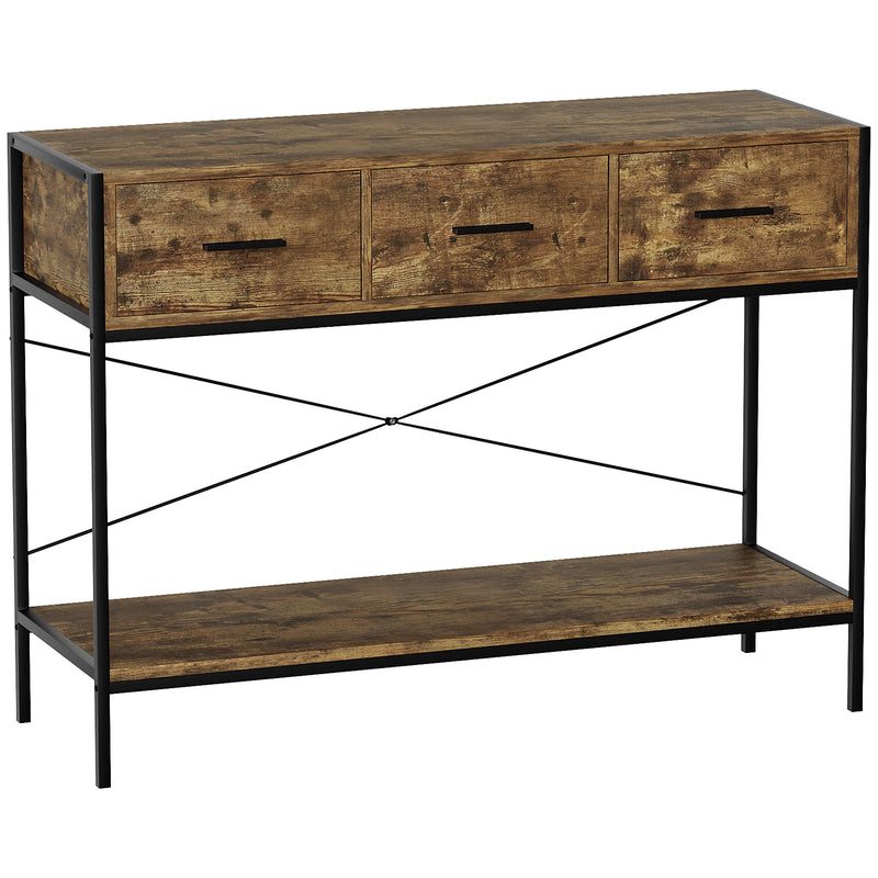 Vida Designs Brooklyn 3 Drawer Console Table - Dark Wood