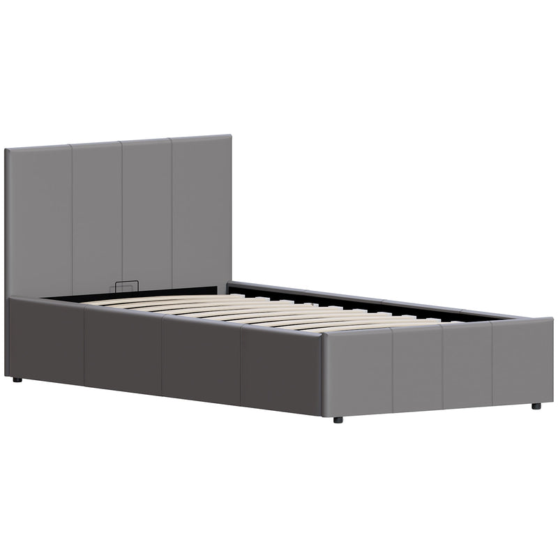 Vida Designs Lisbon 3ft Single Ottoman Faux Leather Bed - Grey