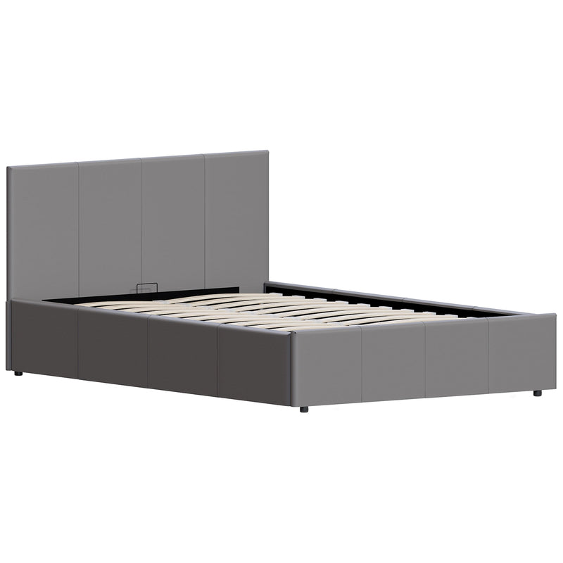 Vida Designs Lisbon 4ft Small Double Ottoman Faux Leather Bed - Grey