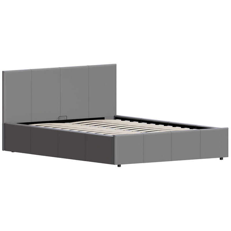 Vida Designs Lisbon 4ft6 Double Ottoman Faux Leather Bed - Grey