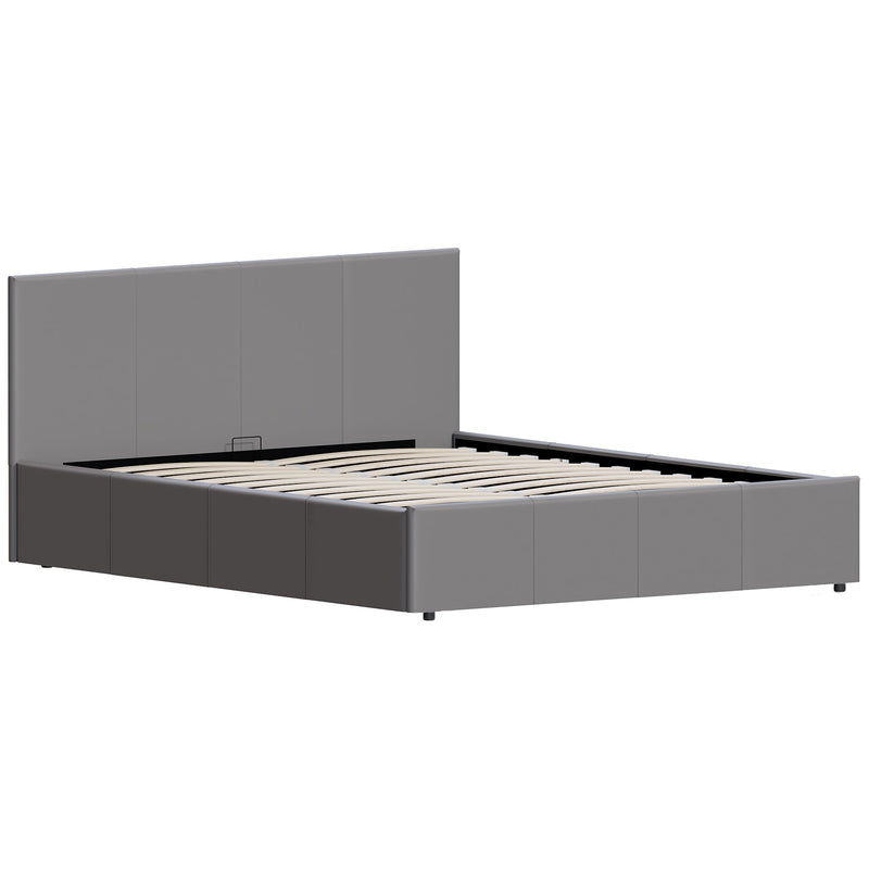 Vida Designs Lisbon 5fft King Size Ottoman Faux Leather Bed - Grey