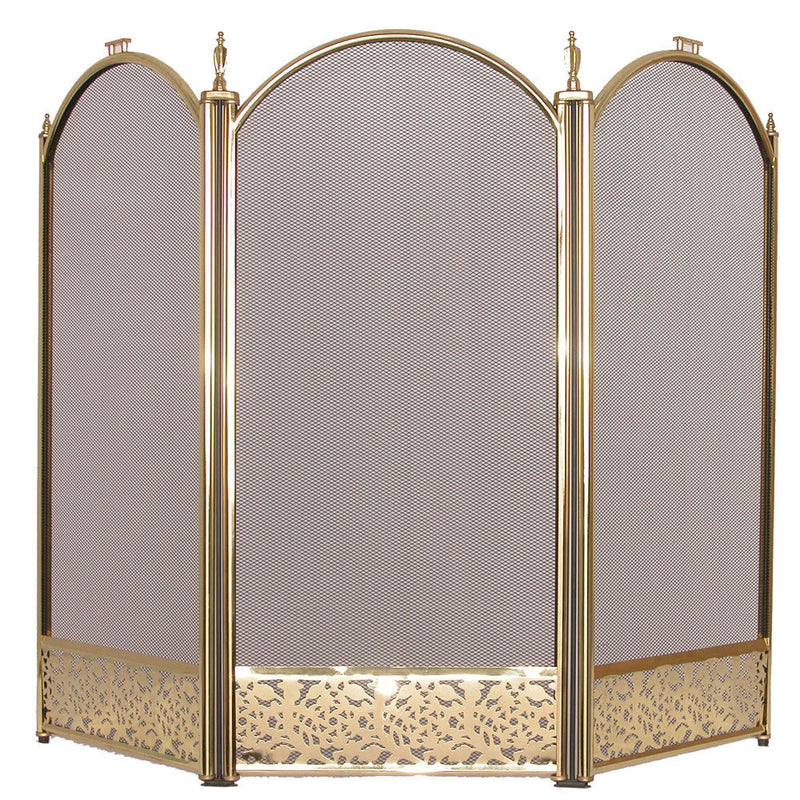 Fire Vida Ingleton 3 Panel Fire Guard - Brass