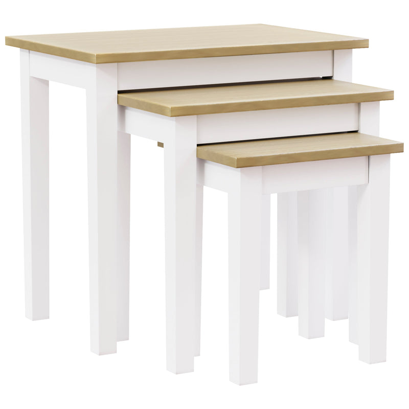 Vida Designs Yorkshire Nest of 3 Tables - Oak & White