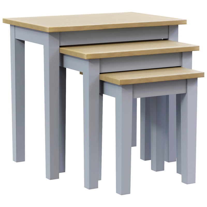 Vida Designs Yorkshire Nest of 3 Tables - Oak & Grey