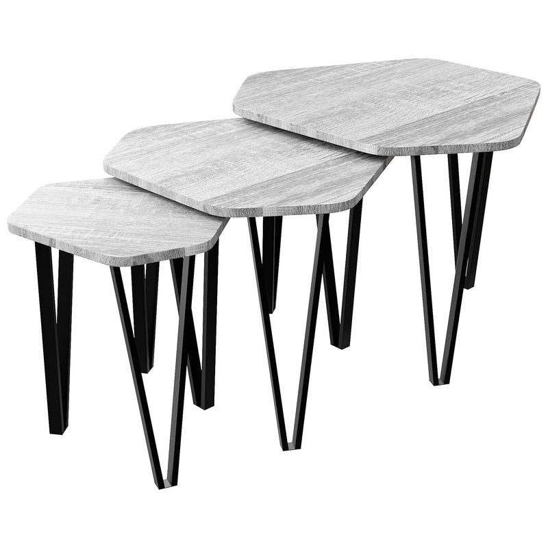 Vida Designs Brooklyn Nest of 3 Tables - Grey